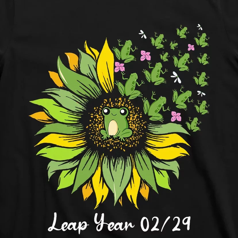 Leap Year Flying Frogs Sunflower Feb 29 2024 T-Shirt