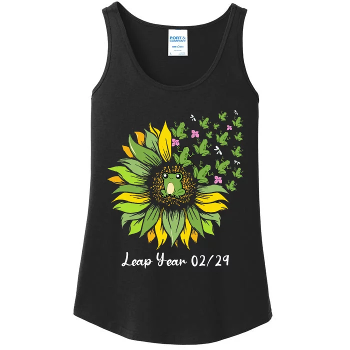 Leap Year Flying Frogs Sunflower Feb 29 2024 Ladies Essential Tank