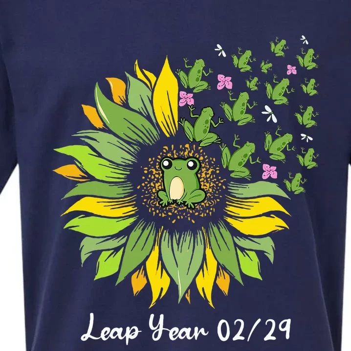 Leap Year Flying Frogs Sunflower Feb 29 2024 Sueded Cloud Jersey T-Shirt