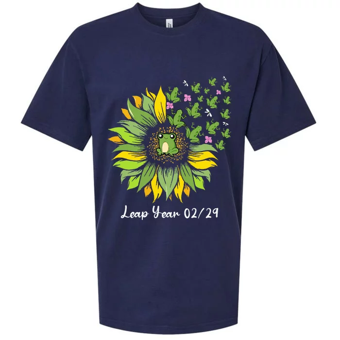 Leap Year Flying Frogs Sunflower Feb 29 2024 Sueded Cloud Jersey T-Shirt