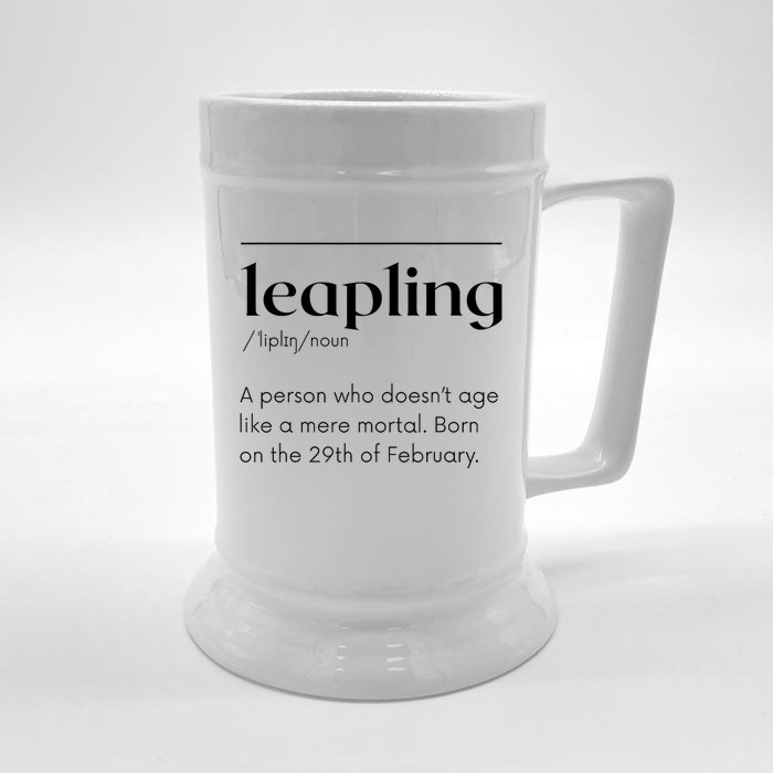 Leap Year February 29 Leapling Definition Funny Birthday Front & Back Beer Stein