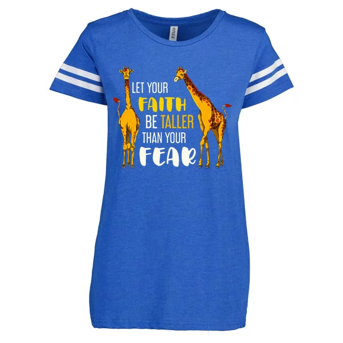 Let Your Faith Be Taller Than Your Fear Zoo Animal Giraffe Enza Ladies Jersey Football T-Shirt