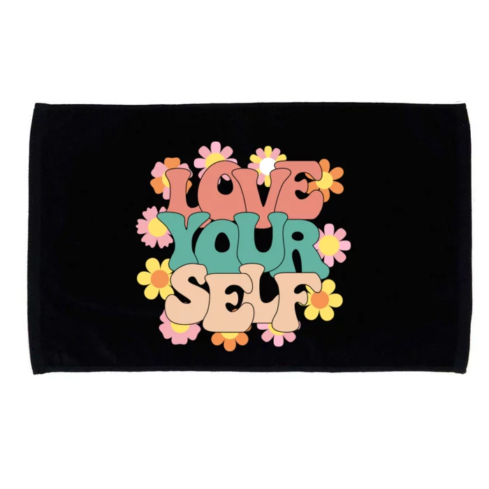 Love Yourself Floral Positive Quote Microfiber Hand Towel