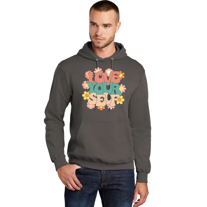 Love Yourself Floral Positive Quote Hoodie