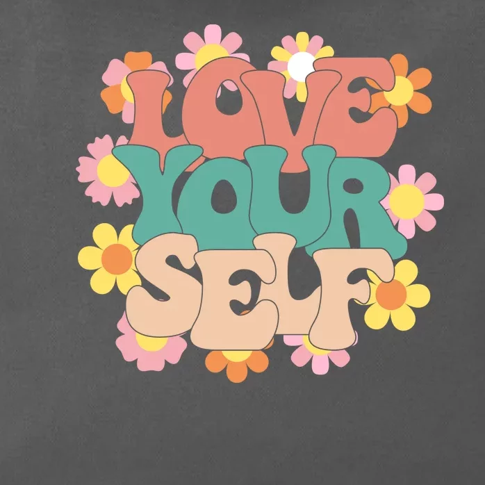 Love Yourself Floral Positive Quote Zip Tote Bag