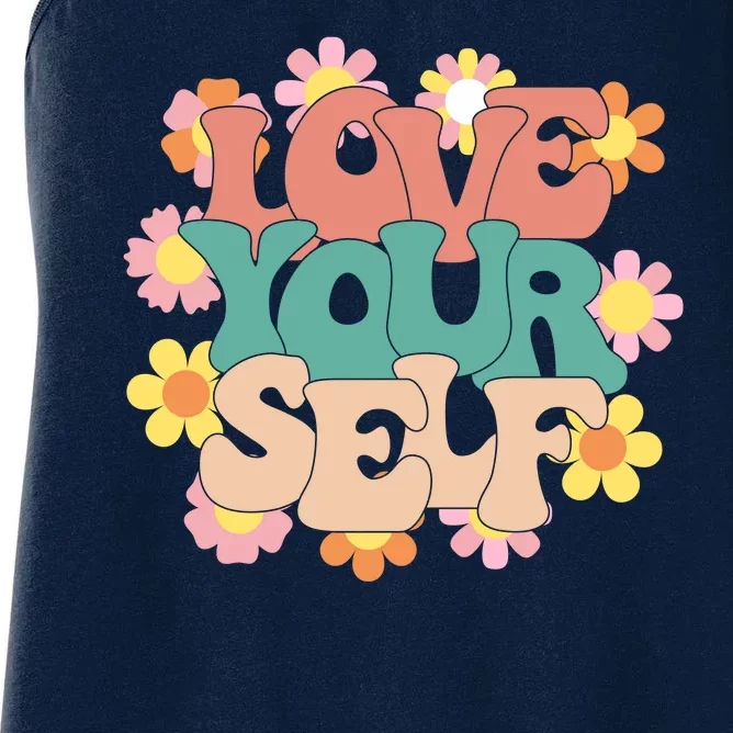 Love Yourself Floral Positive Quote Women's Racerback Tank