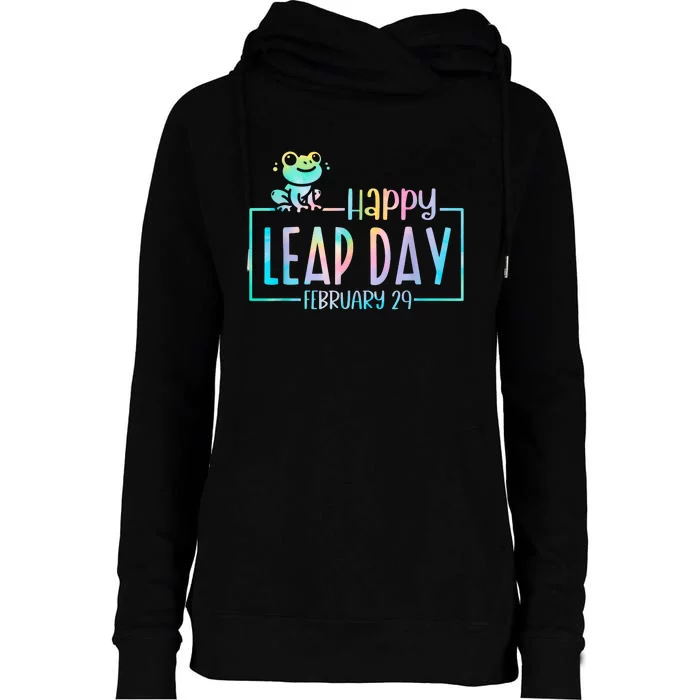 Leap Year February 29 Birthday Cute Frog Happy Leap Day Womens Funnel Neck Pullover Hood