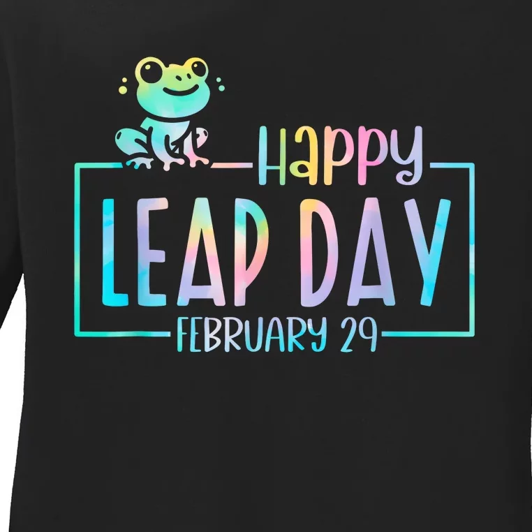 Leap Year February 29 Birthday Cute Frog Happy Leap Day Ladies Long Sleeve Shirt