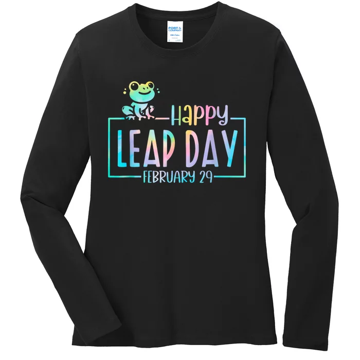 Leap Year February 29 Birthday Cute Frog Happy Leap Day Ladies Long Sleeve Shirt