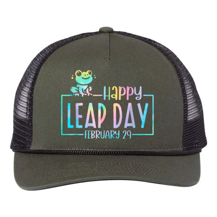 Leap Year February 29 Birthday Cute Frog Happy Leap Day Retro Rope Trucker Hat Cap