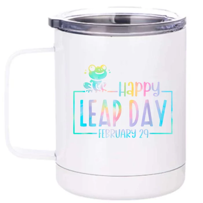 Leap Year February 29 Birthday Cute Frog Happy Leap Day Front & Back 12oz Stainless Steel Tumbler Cup