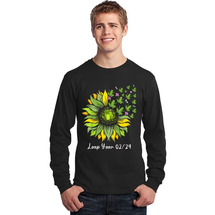 Leap Year Flying Frogs Sunflower Feb 29 2024 Long Sleeve Shirt