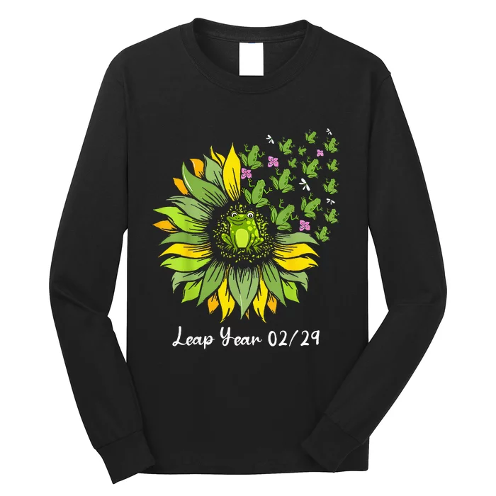 Leap Year Flying Frogs Sunflower Feb 29 2024 Long Sleeve Shirt