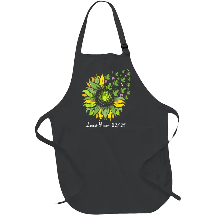 Leap Year Flying Frogs Sunflower Feb 29 2024 Full-Length Apron With Pocket