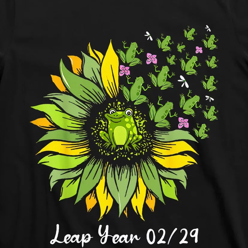 Leap Year Flying Frogs Sunflower Feb 29 2024 T-Shirt