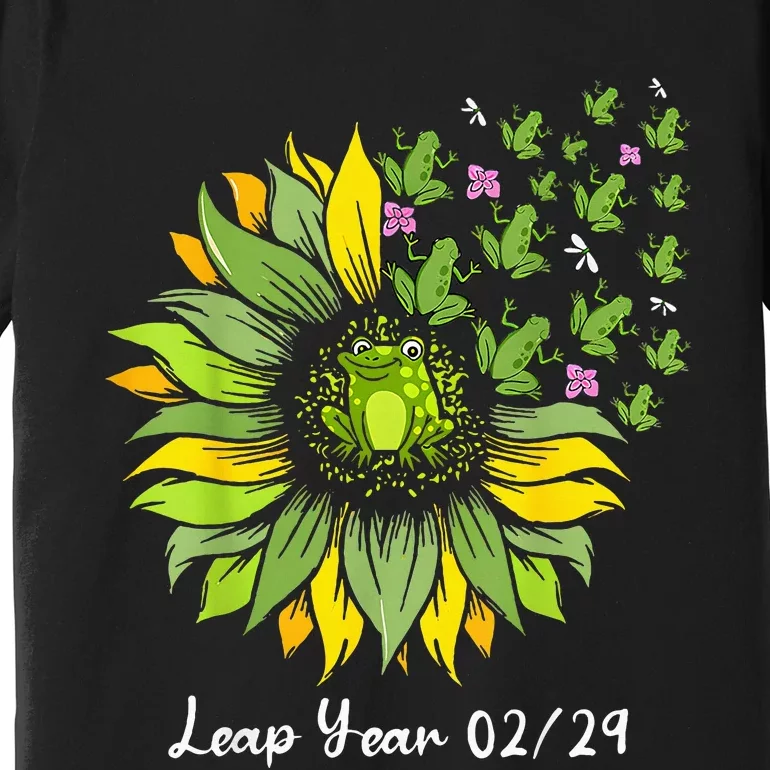 Leap Year Flying Frogs Sunflower Feb 29 2024 Premium T-Shirt