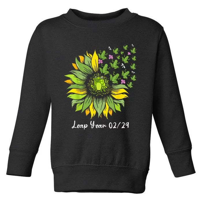 Leap Year Flying Frogs Sunflower Feb 29 2024 Toddler Sweatshirt