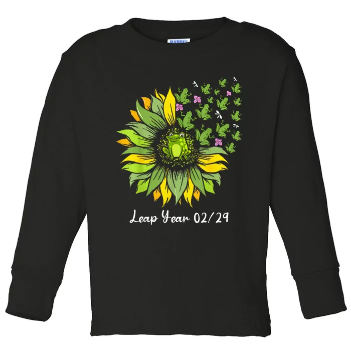 Leap Year Flying Frogs Sunflower Feb 29 2024 Toddler Long Sleeve Shirt