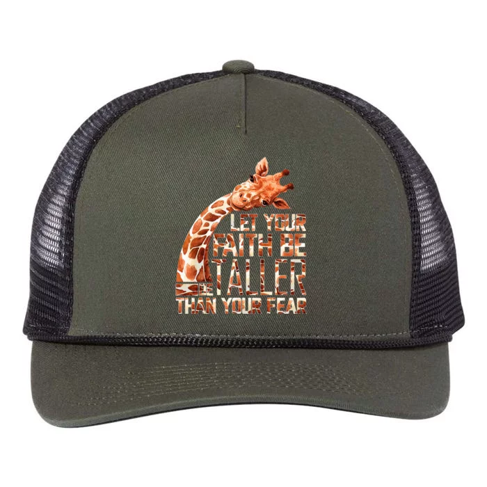 Let Your Faith Be Taller Than Your Fear Giraffe Retro Rope Trucker Hat Cap