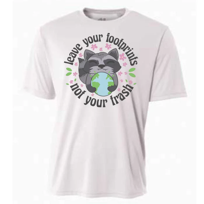 Leave Your Footprints Not Your Trash Earth Day Cooling Performance Crew T-Shirt