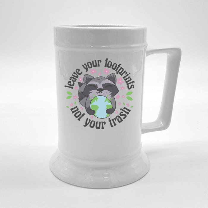 Leave Your Footprints Not Your Trash Earth Day Front & Back Beer Stein