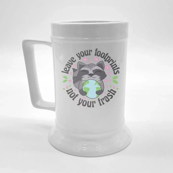 Leave Your Footprints Not Your Trash Earth Day Front & Back Beer Stein