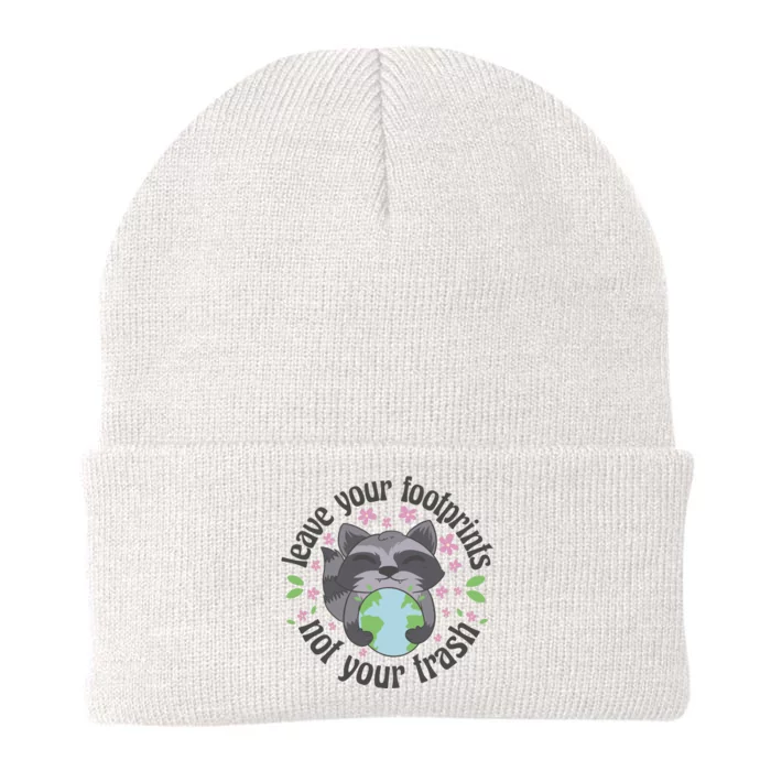 Leave Your Footprints Not Your Trash Earth Day Knit Cap Winter Beanie