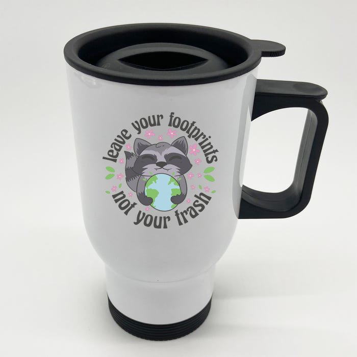 Leave Your Footprints Not Your Trash Earth Day Front & Back Stainless Steel Travel Mug