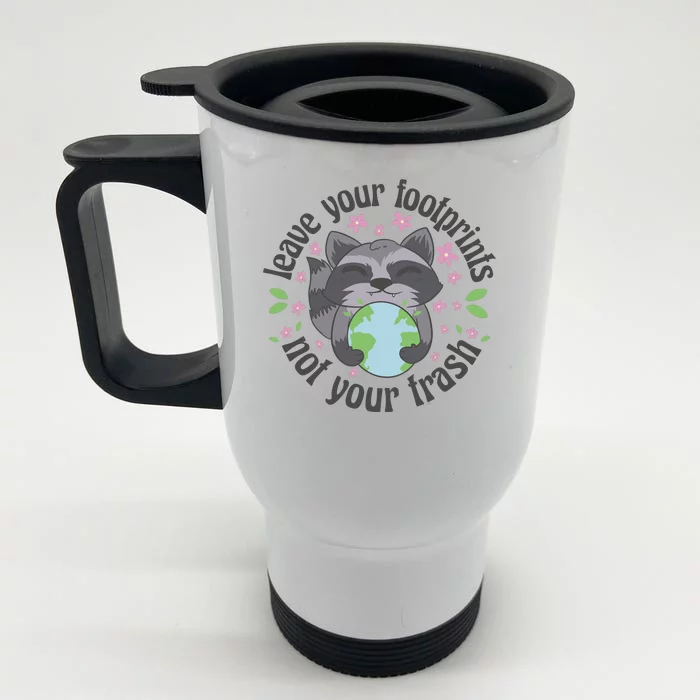 Leave Your Footprints Not Your Trash Earth Day Front & Back Stainless Steel Travel Mug