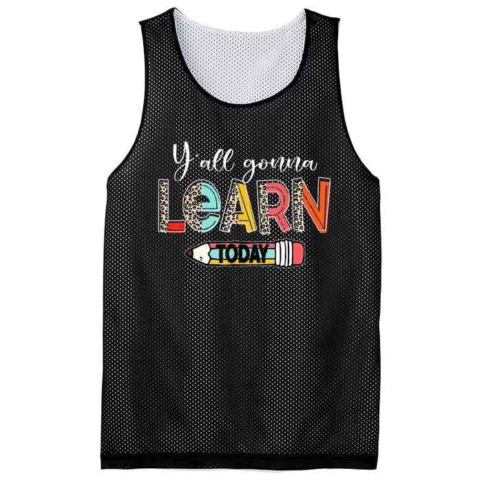 Leopard Yall Gonna Learn Today Teacher Back To School Mesh Reversible Basketball Jersey Tank