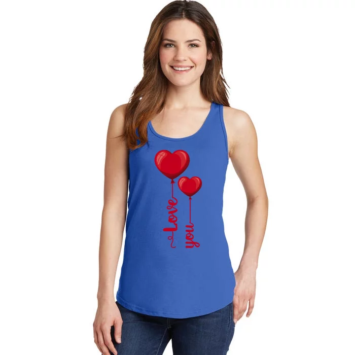 Love You Heart Balloons Valentine's Day Cute Gift Ladies Essential Tank