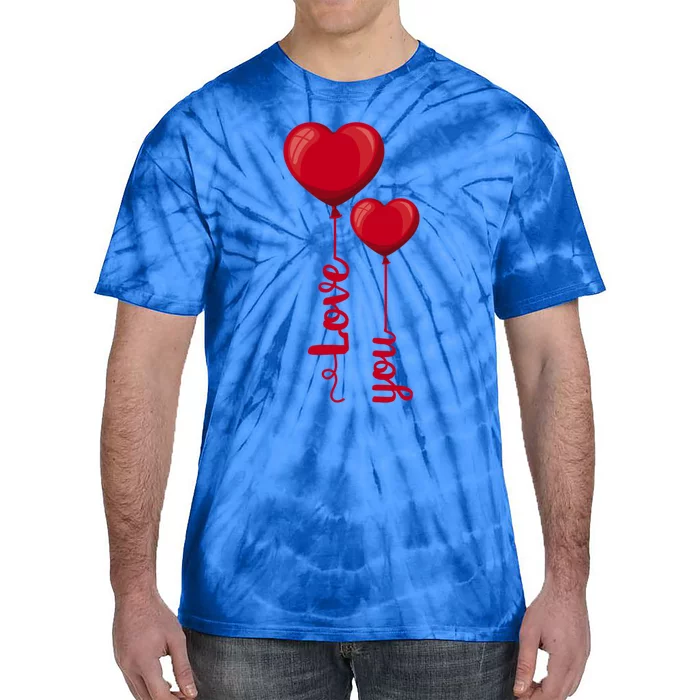 Love You Heart Balloons Valentine's Day Cute Gift Tie-Dye T-Shirt