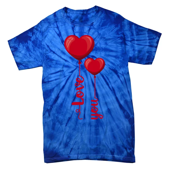 Love You Heart Balloons Valentine's Day Cute Gift Tie-Dye T-Shirt