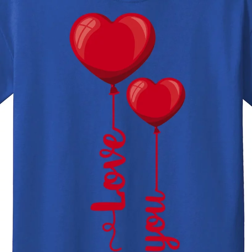 Love You Heart Balloons Valentine's Day Cute Gift Kids T-Shirt