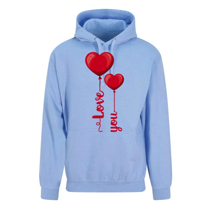 Love You Heart Balloons Valentine's Day Cute Gift Unisex Surf Hoodie