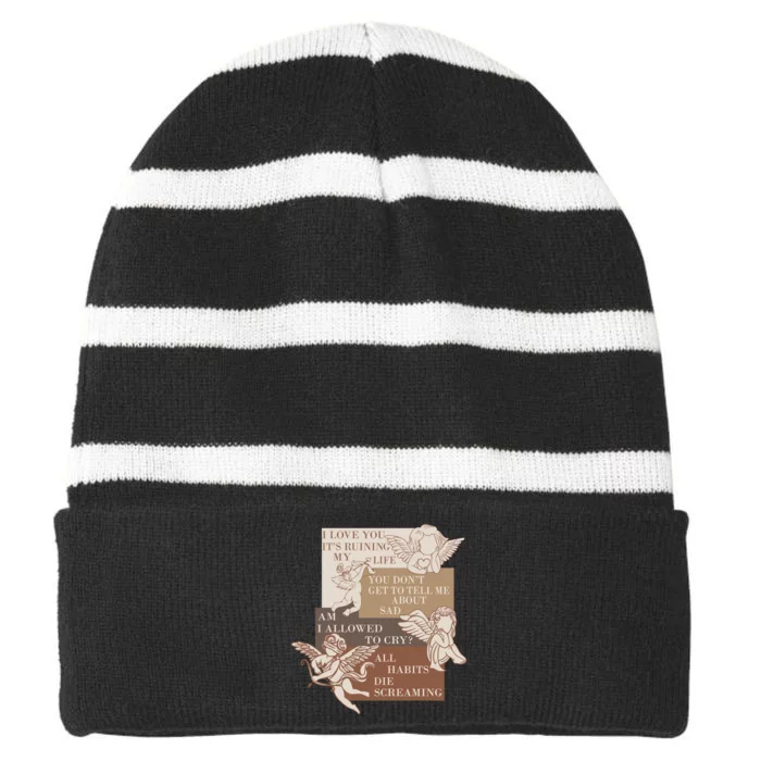 Love You Its Ruining My Life Ttpd Striped Beanie with Solid Band