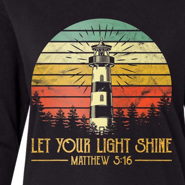 Let Your Light Shine Christian Believer Religious Lighthouse Womens Cotton Relaxed Long Sleeve T-Shirt