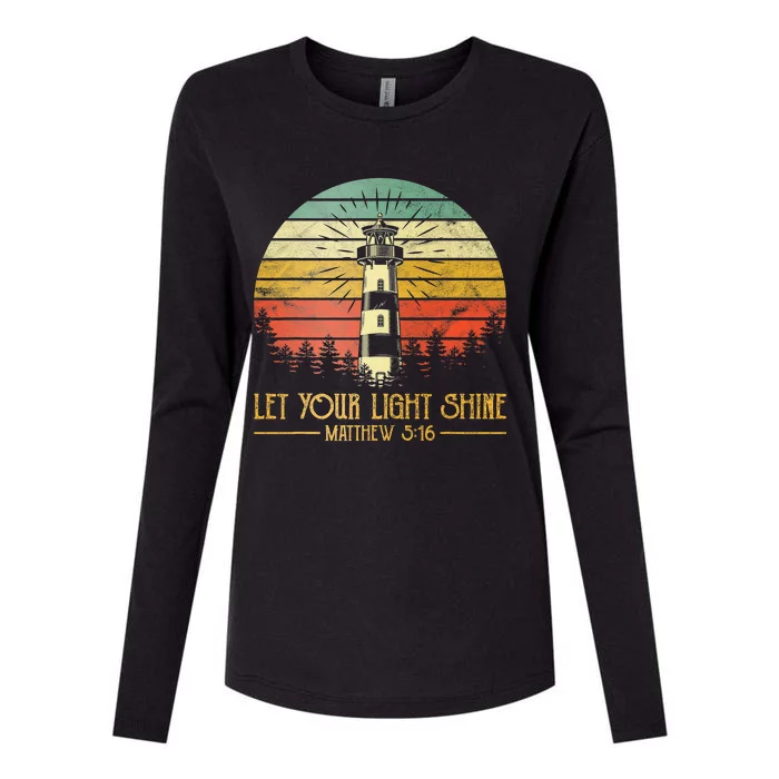 Let Your Light Shine Christian Believer Religious Lighthouse Womens Cotton Relaxed Long Sleeve T-Shirt