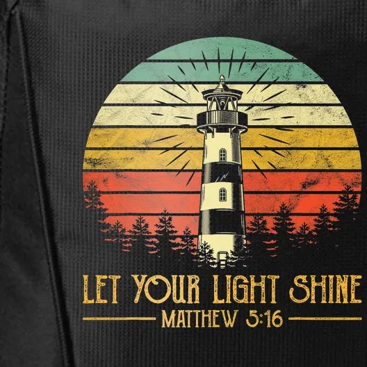 Let Your Light Shine Christian Believer Religious Lighthouse City Backpack