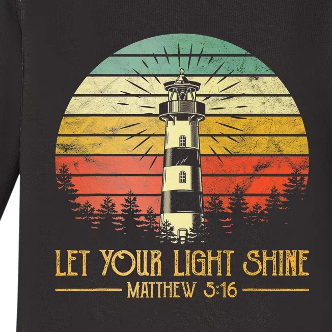 Let Your Light Shine Christian Believer Religious Lighthouse Baby Long Sleeve Bodysuit