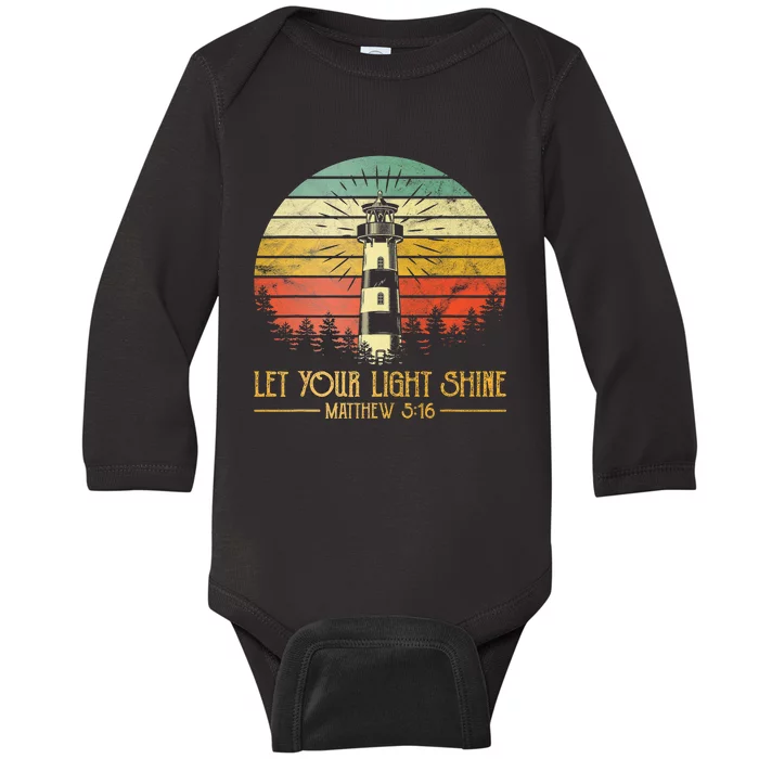 Let Your Light Shine Christian Believer Religious Lighthouse Baby Long Sleeve Bodysuit