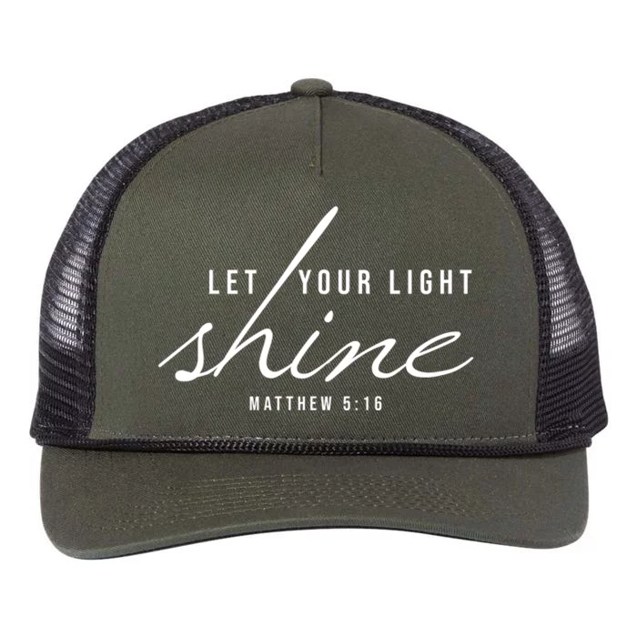 Let Your Light Shine Matthew 5:16 Retro Rope Trucker Hat Cap