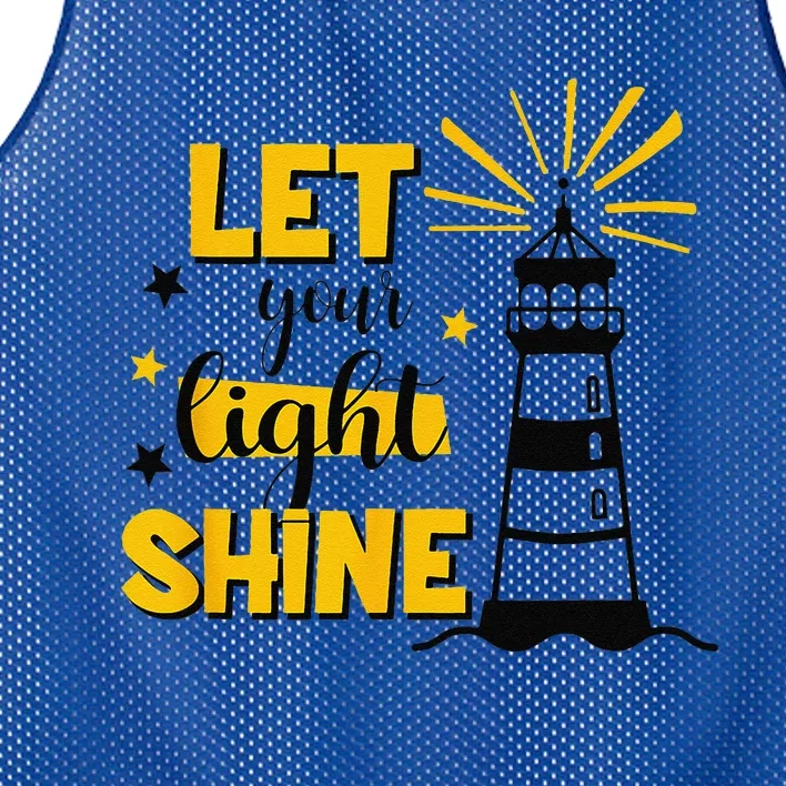 Let Your Light Shine Christian Faith Jesus God Lighthouse Mesh Reversible Basketball Jersey Tank