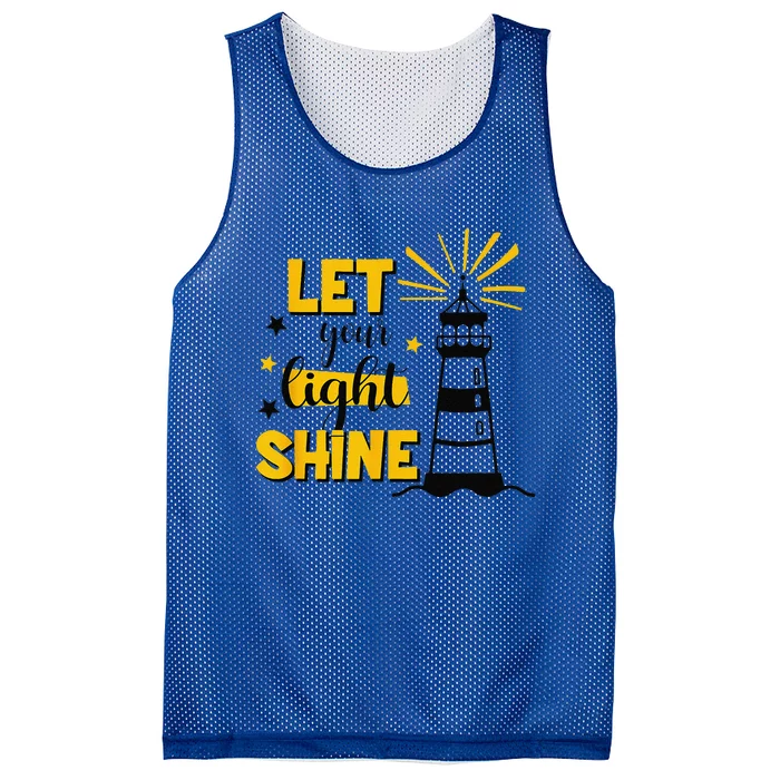 Let Your Light Shine Christian Faith Jesus God Lighthouse Mesh Reversible Basketball Jersey Tank