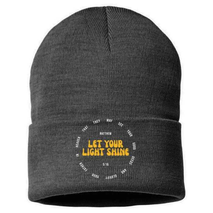 Let You Light Shine Matthew 5:16 Positive Bible Verse Sustainable Knit Beanie