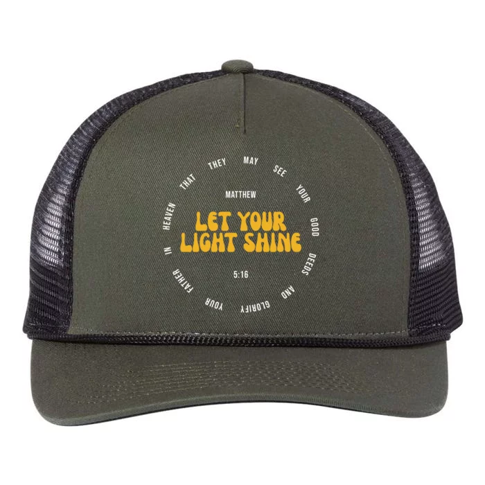 Let You Light Shine Matthew 5:16 Positive Bible Verse Retro Rope Trucker Hat Cap