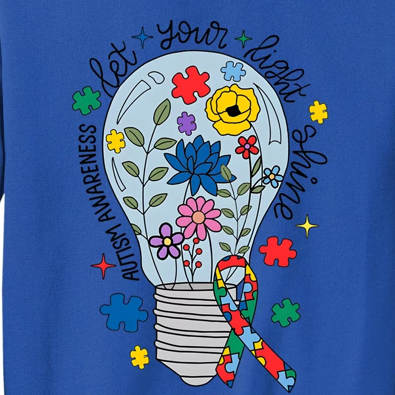 Let Your Light Shine Autism Awareness Month Mom Tall Sweatshirt