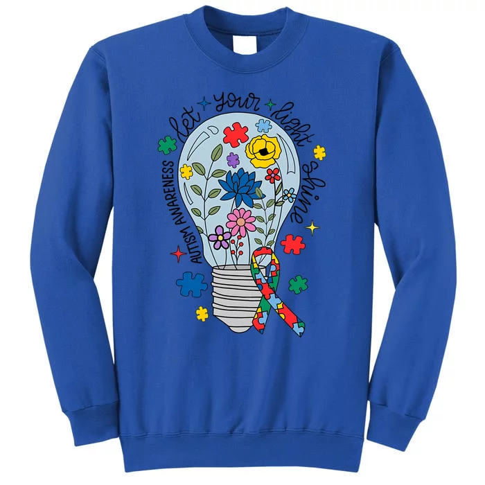 Let Your Light Shine Autism Awareness Month Mom Tall Sweatshirt