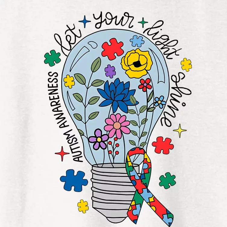 Let Your Light Shine Autism Awareness Month Mom Women's Crop Top Tee