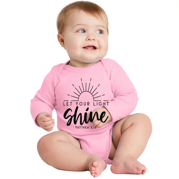 Let your light shine Jesus Christian Lover Baby Long Sleeve Bodysuit